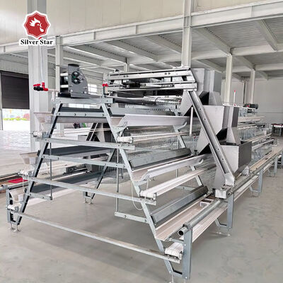 A-Type Layer Chicken Cage with Hot Dip Galvanized Steel and Automatic Feeding for 3 or 4 Tier Poultry Equipment