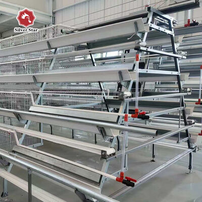 Kosteneffizientes Hühnerkäfigsystem der A-Typ-Schicht mit 3-Tier/4-Tier-Design, heißverzinktem Stahl und automatischer Fütterung für Geflügelfarmen